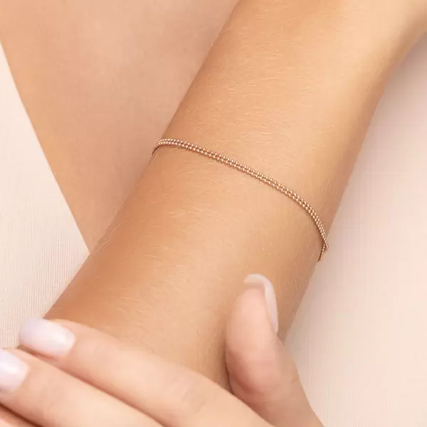 Leaf Jewelry Armkette Ball Chain Double, 14 K Rosegold