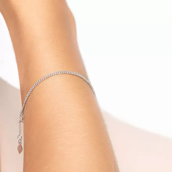 Leaf Jewelry Armkette Ball Chain Double, 14 K Weißgold