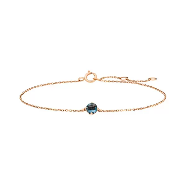 Leaf Jewelry Armkette Cabochon, Blue Topaz, 14 K Rosegold