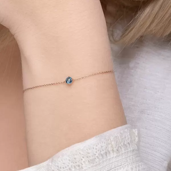 Leaf Jewelry Armkette Cabochon, Blue Topaz, 14 K Rosegold