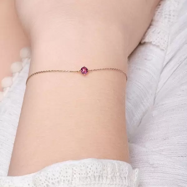 Leaf Jewelry Armkette Cabochon, Rhodolite, 14 K Rosegold