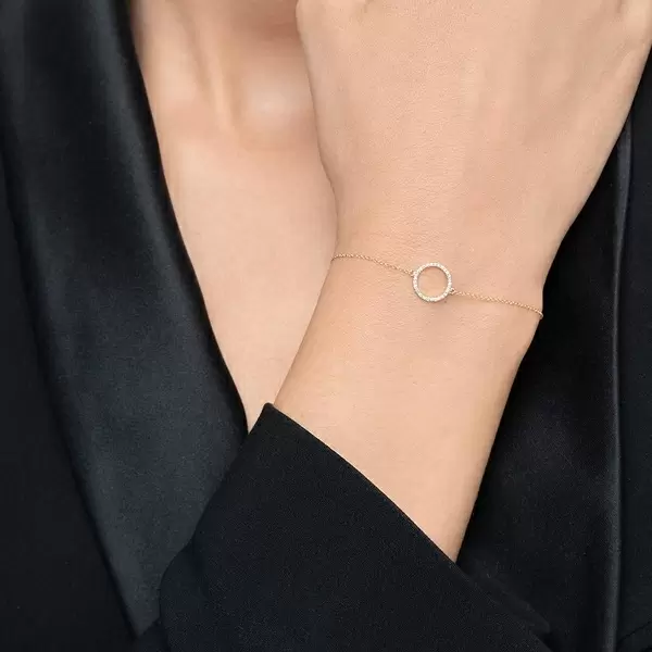 Leaf Jewelry Armkette Circle Mit Diamanten, 18 K Gelbgold