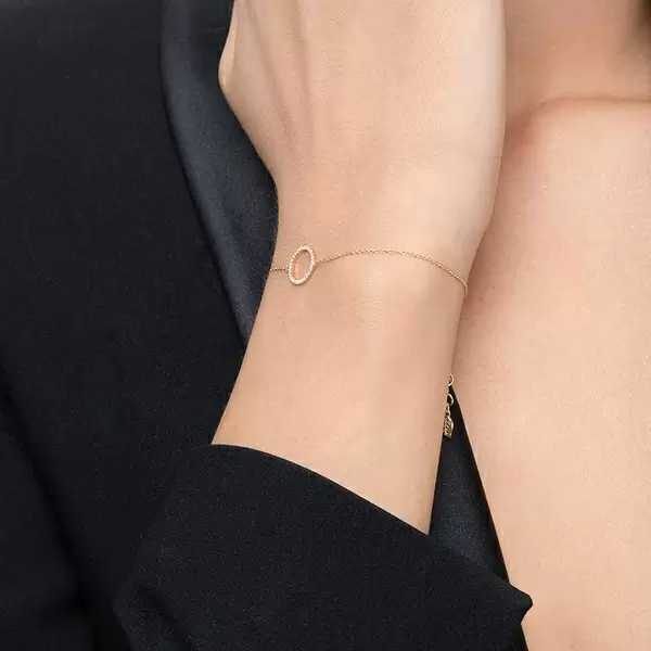 Leaf Jewelry Armkette Circle Mit Diamanten, 18 K Gelbgold