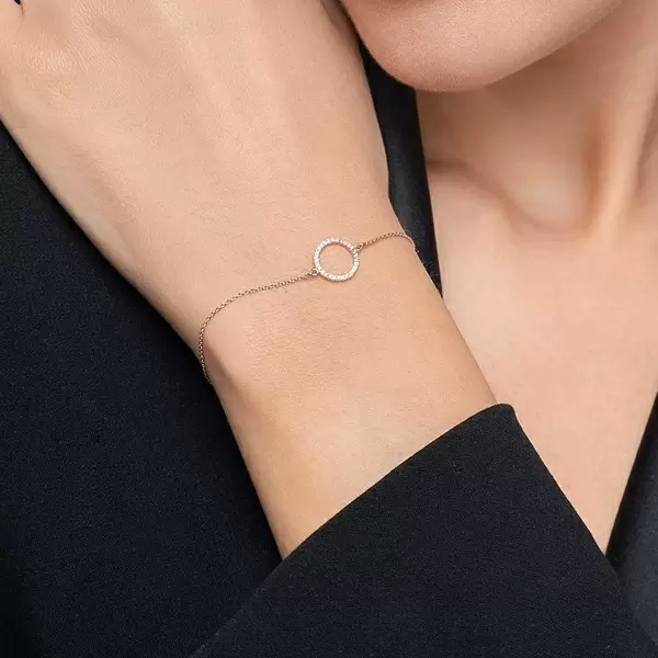 Leaf Jewelry Armkette Circle Mit Diamanten, 18 K Roségold