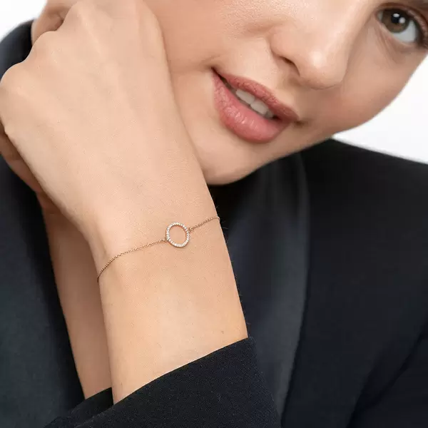 Leaf Jewelry Armkette Circle Mit Diamanten, 18 K Roségold
