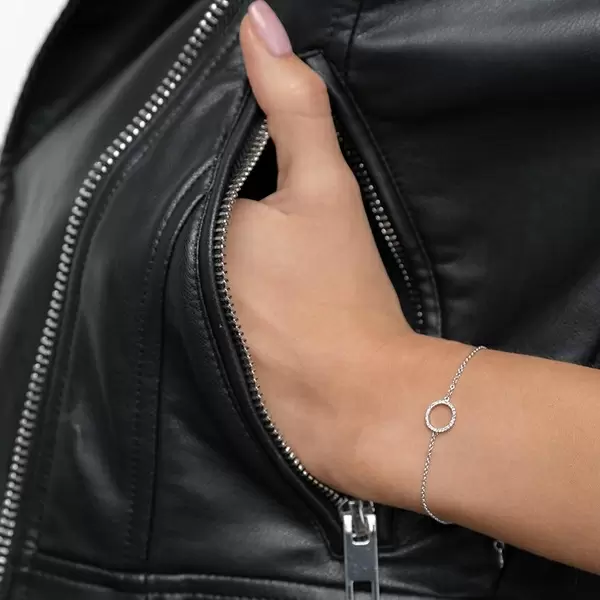 Leaf Jewelry Armkette Circle Mit Diamanten, 18 K Weißgold