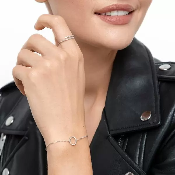 Leaf Jewelry Armkette Circle Mit Diamanten, 18 K Weißgold
