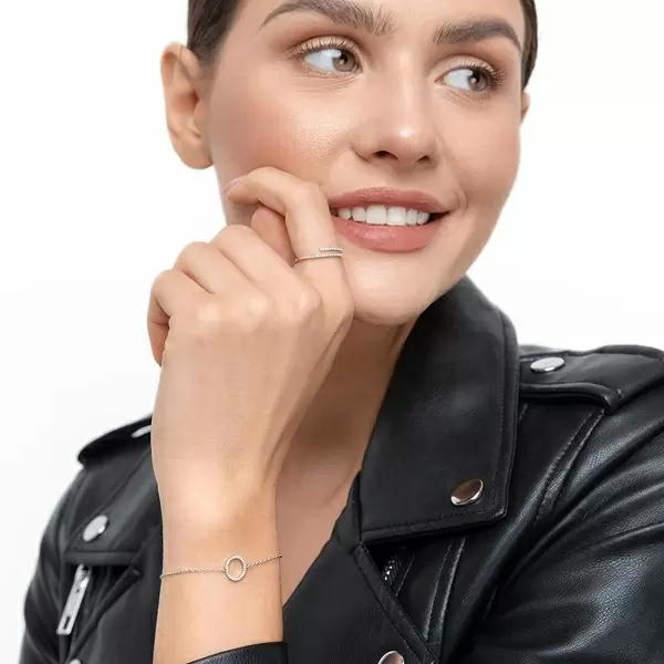 Leaf Jewelry Armkette Circle Mit Diamanten, 18 K Weißgold