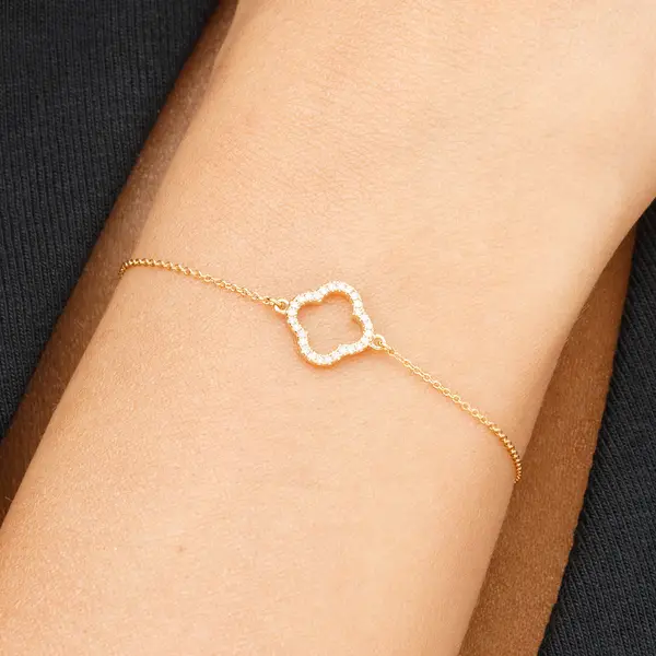 Leaf Jewelry Armkette Clover Mit Diamanten, 18 K Gelbgold