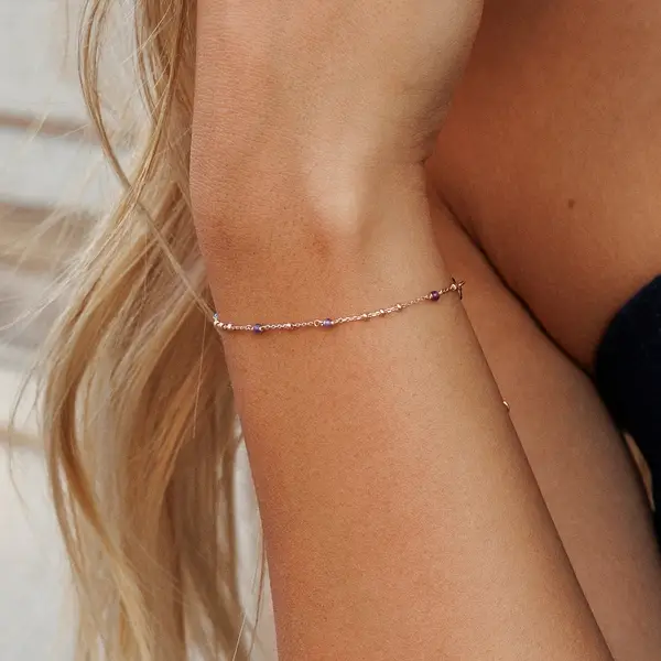 Leaf Jewelry Armkette Flying Gems, Amethyst, 18 K Rosegold Vergoldet