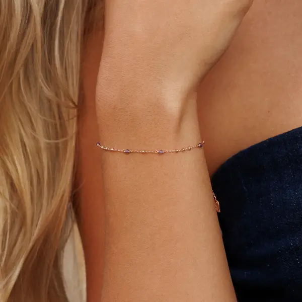 Leaf Jewelry Armkette Flying Gems, Amethyst, 18 K Rosegold Vergoldet