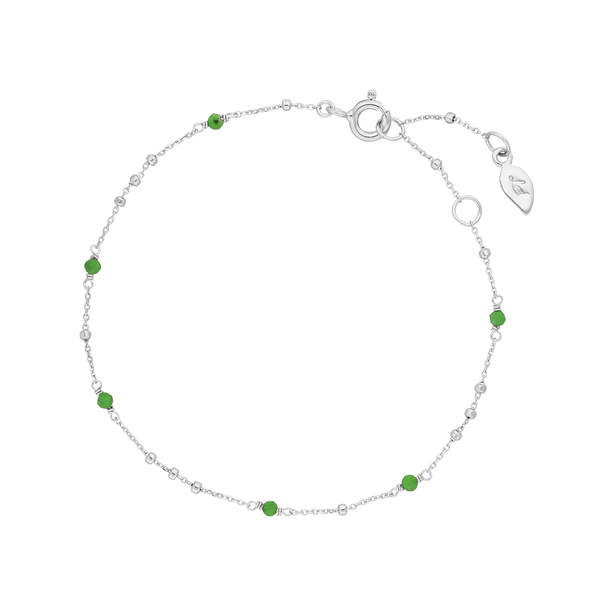 Leaf Jewelry Armkette Flying Gems, Grüner Achat, 925 Sterlingsilber