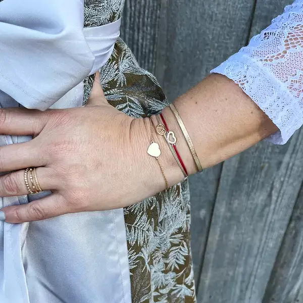 Leaf Jewelry Armkette Heart-Disc, Matt, 925 Sterlingsilber