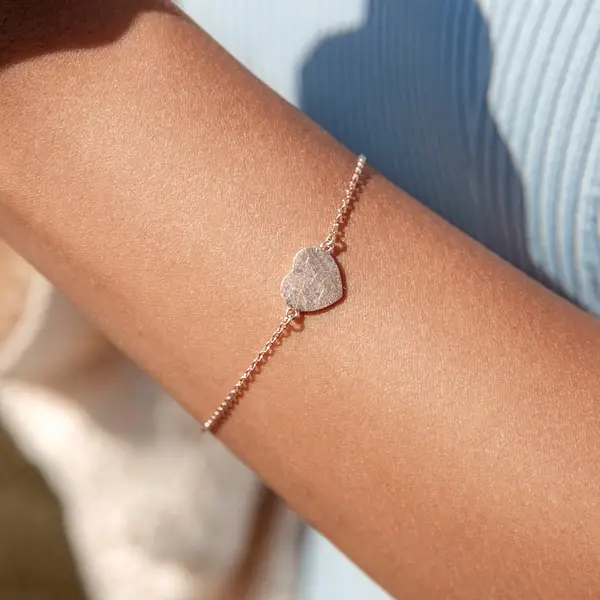 Leaf Jewelry Armkette Heart-Disc, Matt, 925 Sterlingsilber