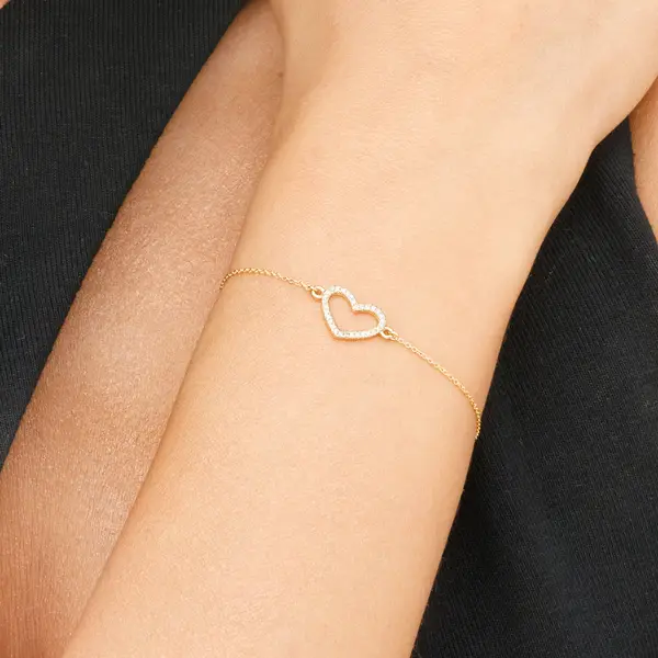 Leaf Jewelry Armkette Heart Mit Diamanten, 18 K Gelbgold