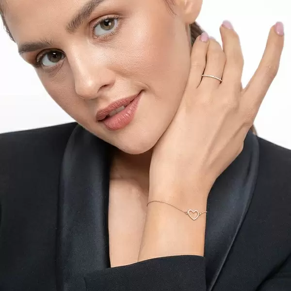 Leaf Jewelry Armkette Heart Mit Diamanten, 18 K Roségold