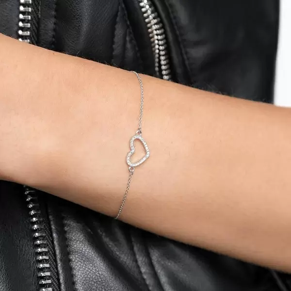 Leaf Jewelry Armkette Heart Mit Diamanten, 18 K Weißgold