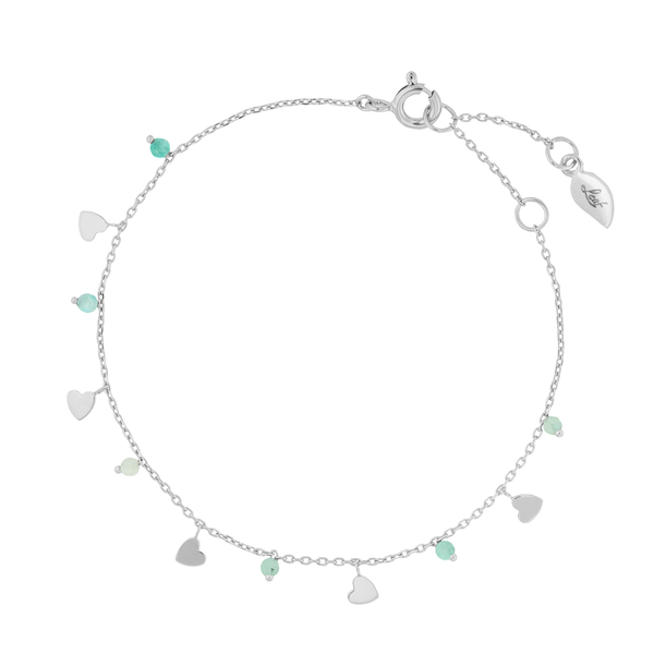 Leaf Jewelry Armkette Hearts Amazonit, 925 Sterlingsilber