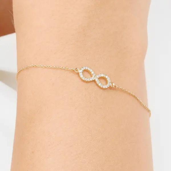 Leaf Jewelry Armkette Infinity Mit Diamanten, 18 K Gelbgold