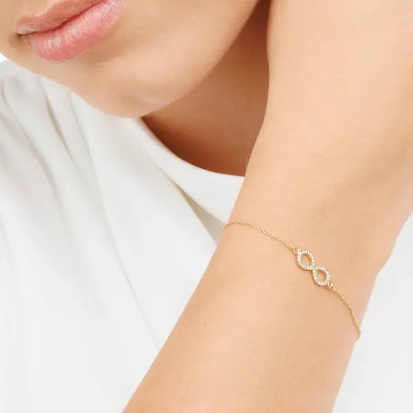 Leaf Jewelry Armkette Infinity Mit Diamanten, 18 K Gelbgold