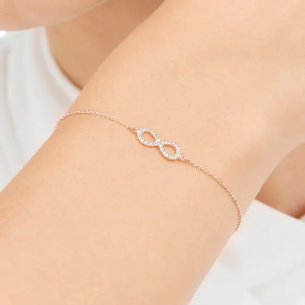 Leaf Jewelry Armkette Infinity Mit Diamanten, 18 K Roségold