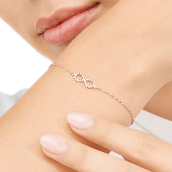 Leaf Jewelry Armkette Infinity Mit Diamanten, 18 K Roségold