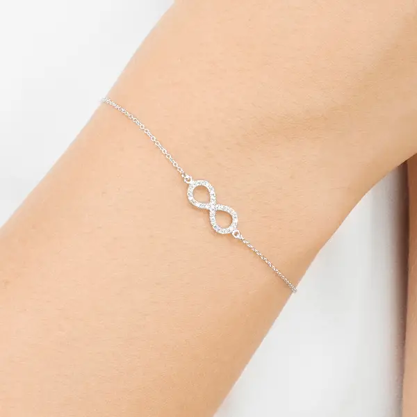 Leaf Jewelry Armkette Infinity Mit Diamanten, 18 K Weißgold