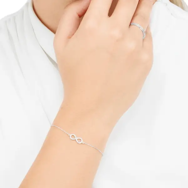 Leaf Jewelry Armkette Infinity Mit Diamanten, 18 K Weißgold