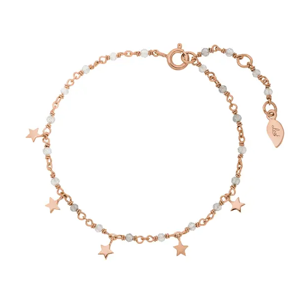 Leaf Jewelry Armkette Labradorit Stars, 18 K Rosegold vergoldet