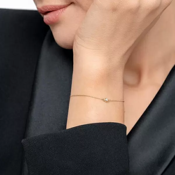 Leaf Jewelry Armkette "my First Diamond", 14 K Gelbgold