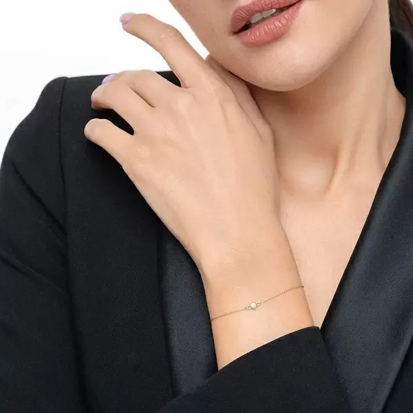 Leaf Jewelry Armkette "my First Diamond", 14 K Gelbgold