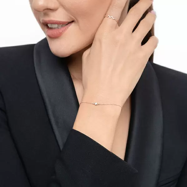 Leaf Jewelry Armkette "my First Diamond", 14 K Rosegold