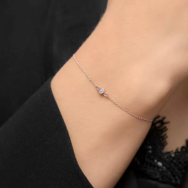 Leaf Jewelry Armkette "my First Diamond", 14 K Rosegold