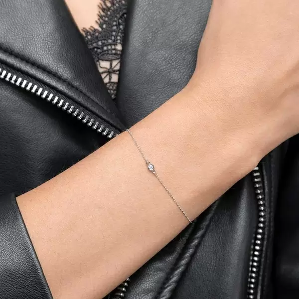 Leaf Jewelry Armkette "my First Diamond", 14 K Weißgold