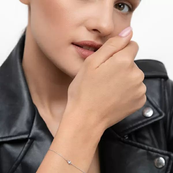 Leaf Jewelry Armkette "my First Diamond", 14 K Weißgold