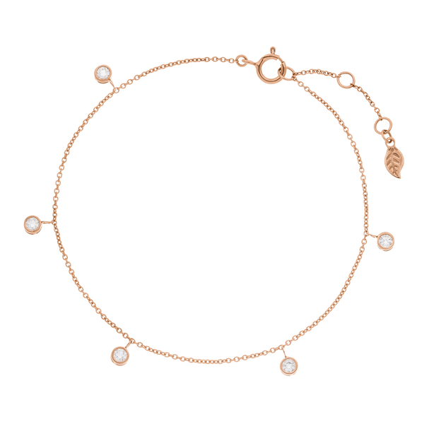 Leaf Jewelry Armkette "my first diamond" Charms, 14 K Rosegold