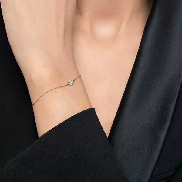 Leaf Jewelry Armkette Pavé Mit Diamanten, 18 K Rosegold