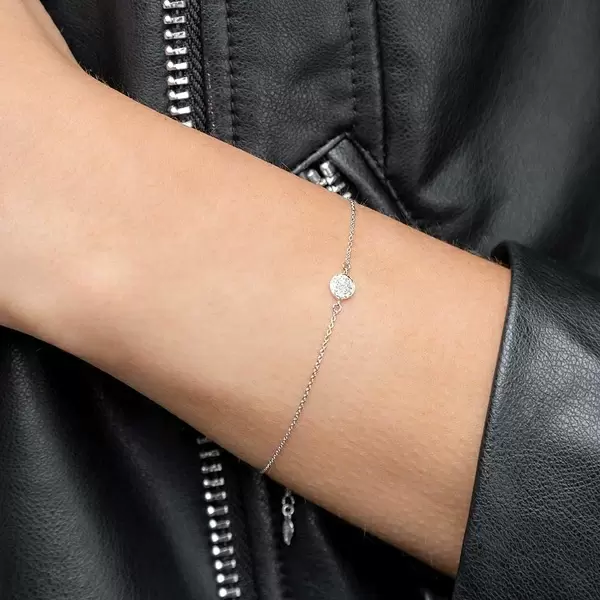 Leaf Jewelry Armkette Pavé Mit Diamanten, 18 K Weißgold