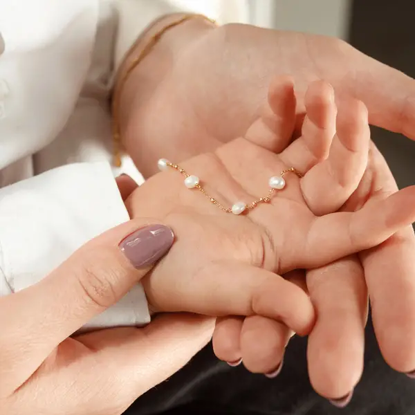 Leaf Jewelry Armkette Perle, 18 K Gelbgold Vergoldet