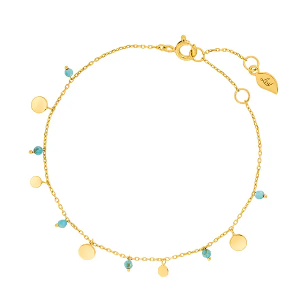 Leaf Jewelry Armkette Platelet Türkis, 18 K Gelbgold vergoldet