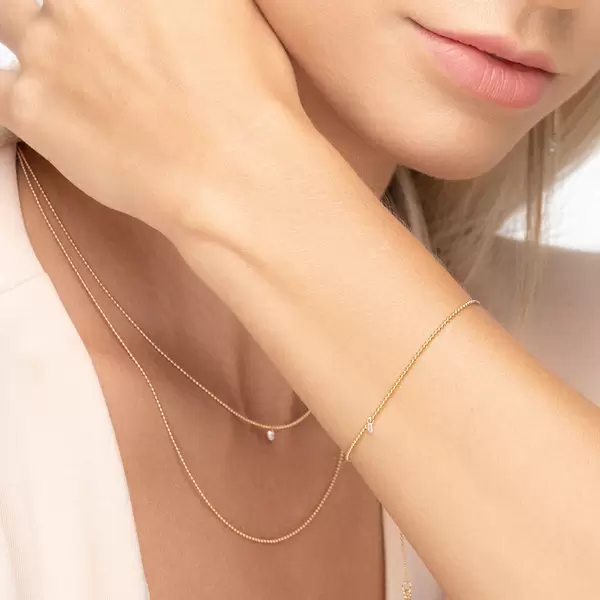 Leaf Jewelry Armkette Pure Ball Chain, Diamant, 14 K Gelbgold