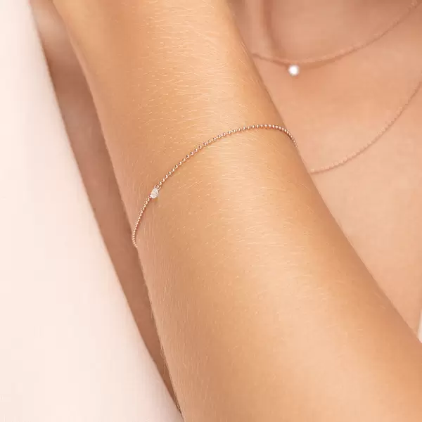 Leaf Jewelry Armkette Pure Ball Chain, Diamant, 14 K Rosegold