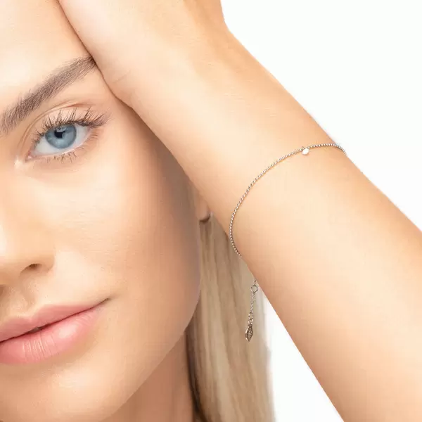 Leaf Jewelry Armkette Pure Ball Chain, Diamant, 14 K Weißgold