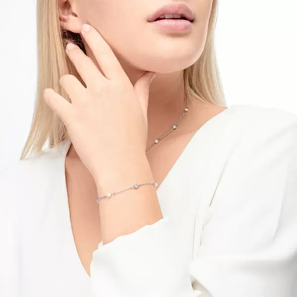 Leaf Jewelry Armkette Pure Mit Süßwasserzuchtperlen, 925 Sterlingsilber