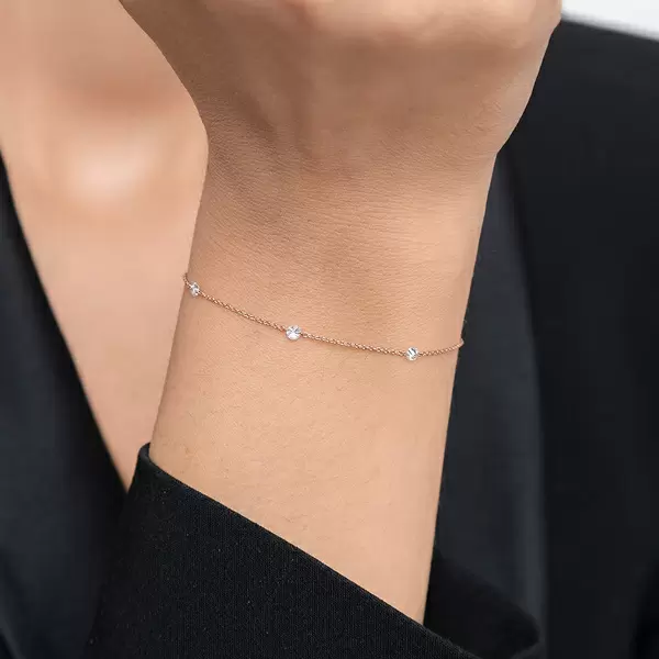 Leaf Jewelry Armkette Pure Triple Diamant, 18 K Rosegold