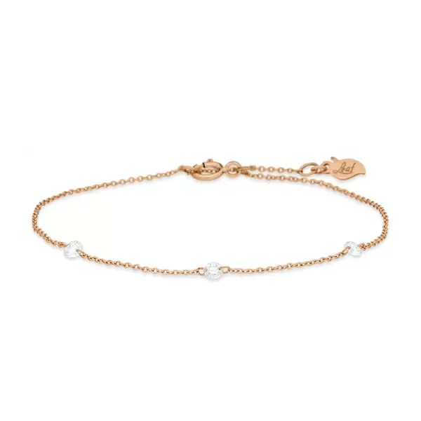 Leaf Jewelry Armkette Pure Triple Diamant, 18 K Rosegold