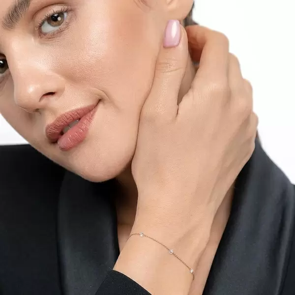 Leaf Jewelry Armkette Pure Triple Diamant, 18 K Rosegold