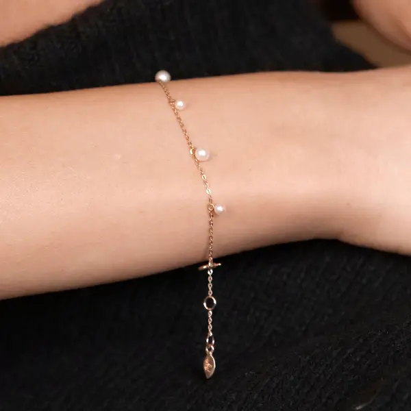 Leaf Jewelry Armkette Rain Drop, 18 K Roségold Vergoldet, Perle