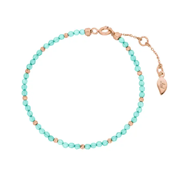 Leaf Jewelry Armkette Serenity, Amazonit, 18 K Rosegold vergoldet