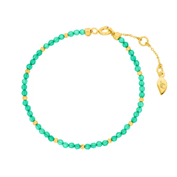 Leaf Jewelry Armkette Serenity, Grüner Achat, 18 K Gelbgold Vergoldet